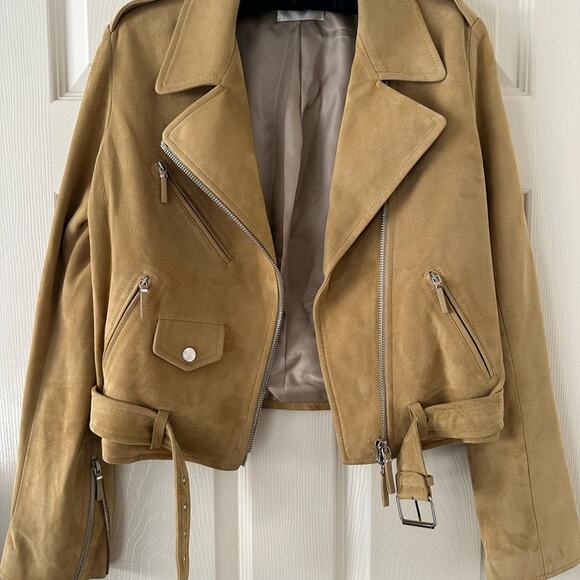 The Row Perlin Suede Jacket US 6 Moto Asymmetrical Zipper Belt - Picture 12 of 13